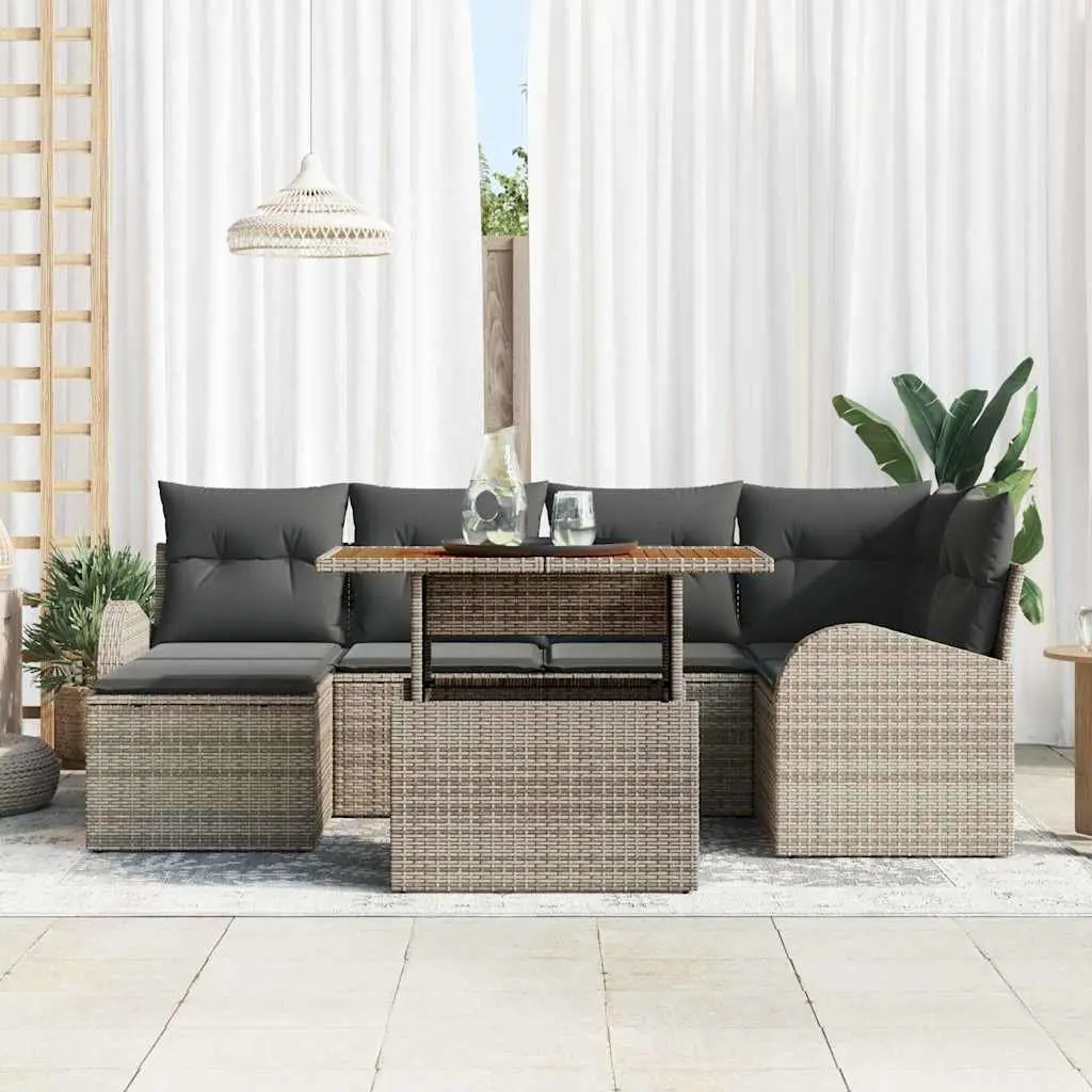Garden Sofa Set Modular Grey 7 Piece Outdoor Furniture with Storage