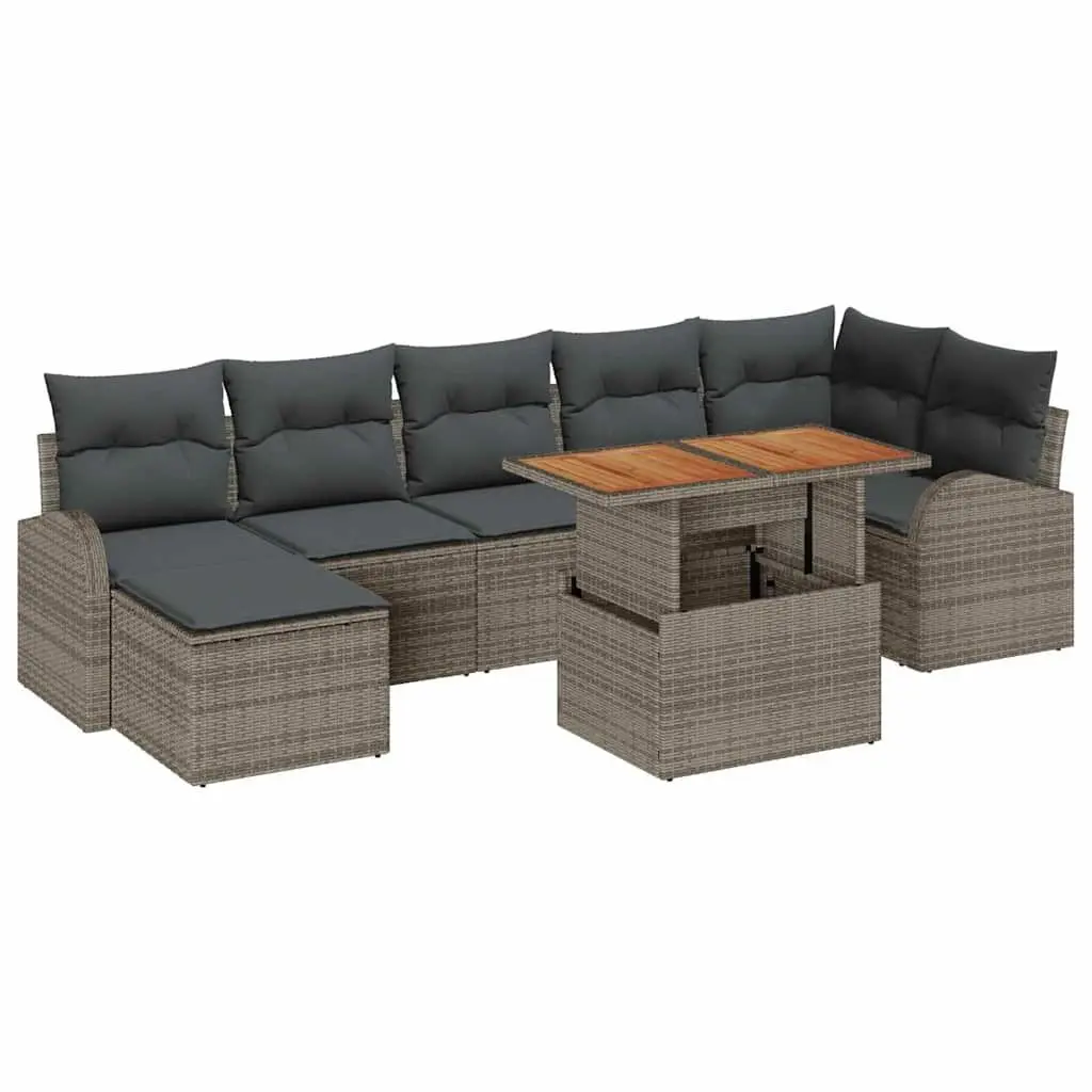 Garden Sofa Set 8 Piece Outdoor Furniture Grey Poly Rattan with Storage Modular