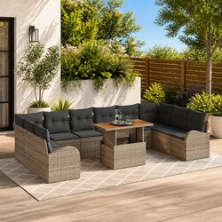 Garden Sofa Set with Storage 11 Pcs Grey Outdoor Furniture Modular Seating