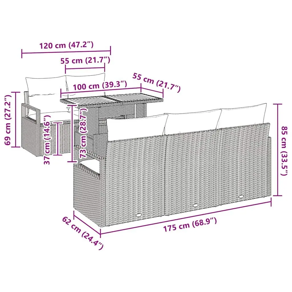 6-Piece Modular Garden Sofa Set