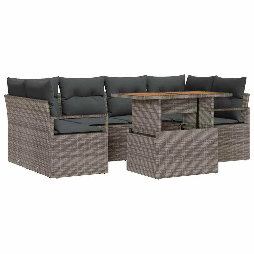 Garden Sofa Set Modular Outdoor Furniture Grey Poly Rattan 7 Piece