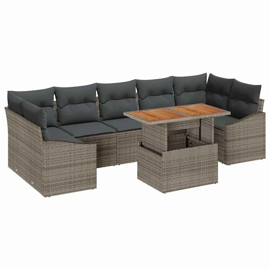 8-Piece Grey Garden Sofa Set for Outdoor Fun