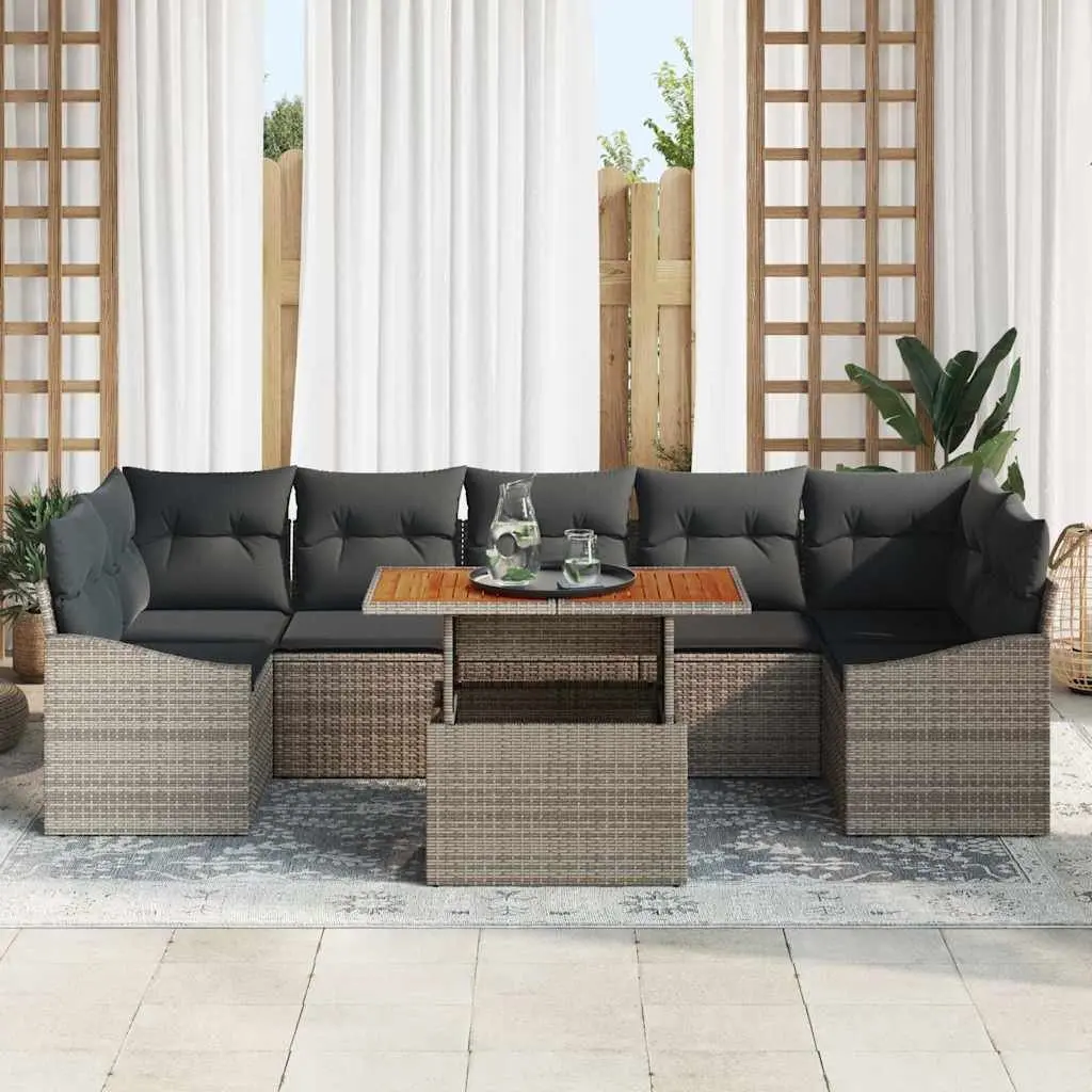 8-Piece Grey Garden Sofa Set for Outdoor Fun