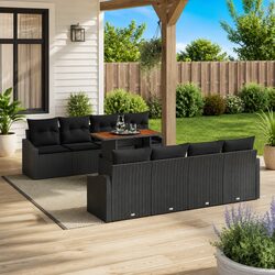 Outdoor Garden Sofa Set with Storage 9 Piece Modular Seating Black Poly Rattan
