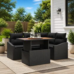 Friendly Black Garden Sofa Set for Outdoor Spaces 5 pcs