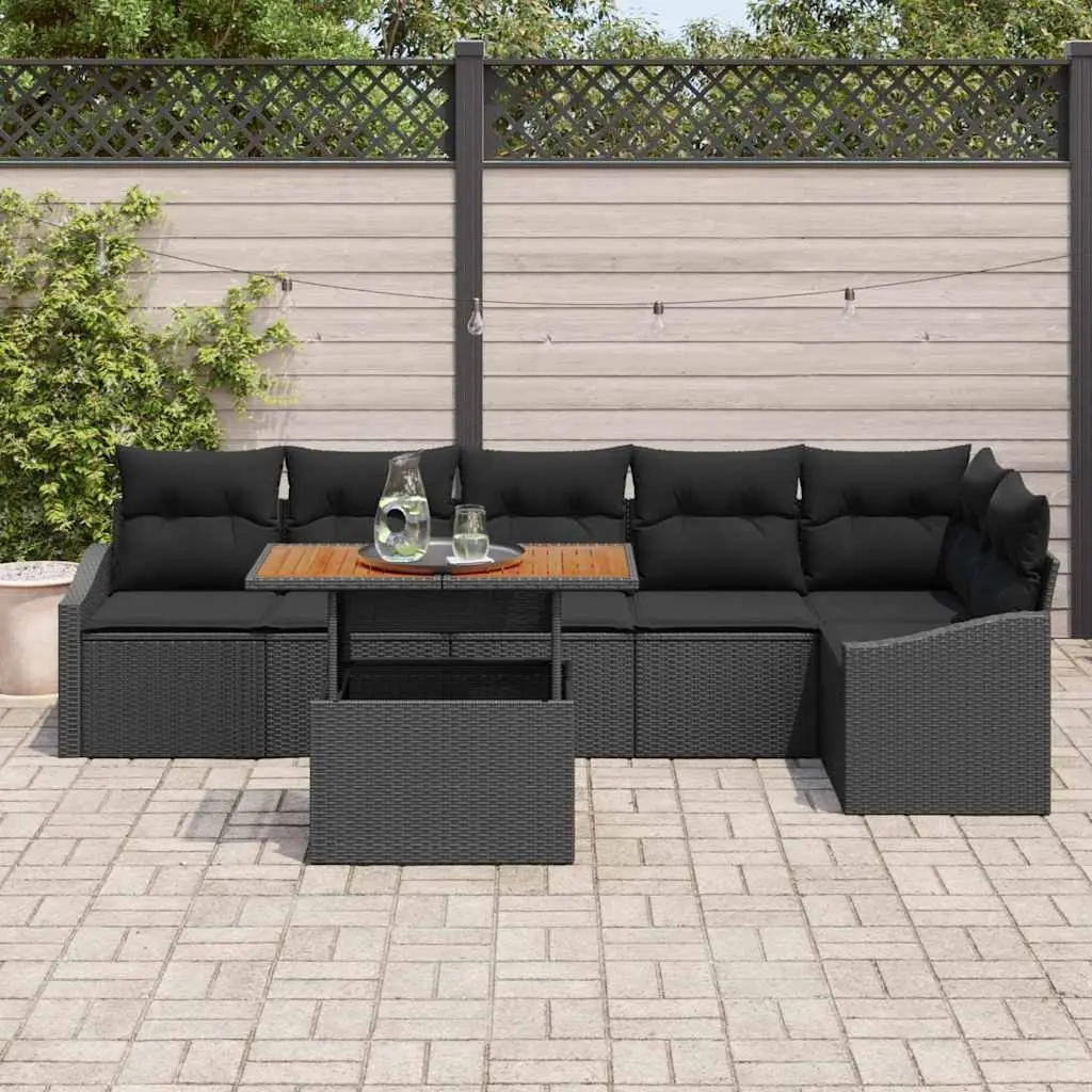 7 Piece Modular Garden Sofa Set with Integrated Storage Black Poly Rattan Outdoor Furniture