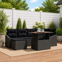Friendly 7pcs Black Garden Sofa Set for Your Relaxation