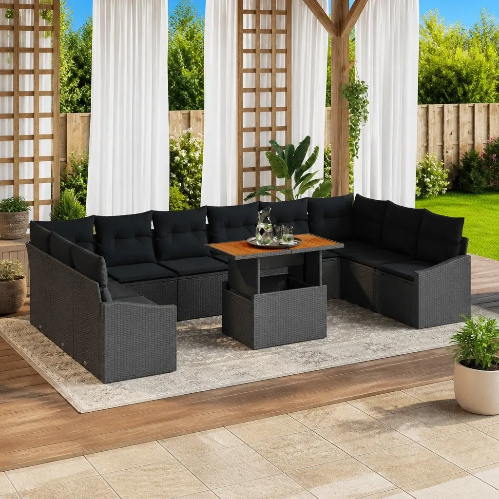 Garden Sofa Set Outdoor Furniture 11 Piece Modular Patio Lounge with Storage
