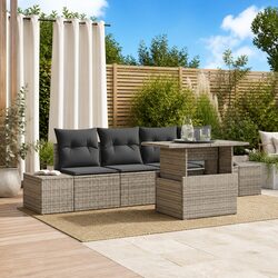 Inviting 5-Piece Grey Garden Sofa Set with Storage Options