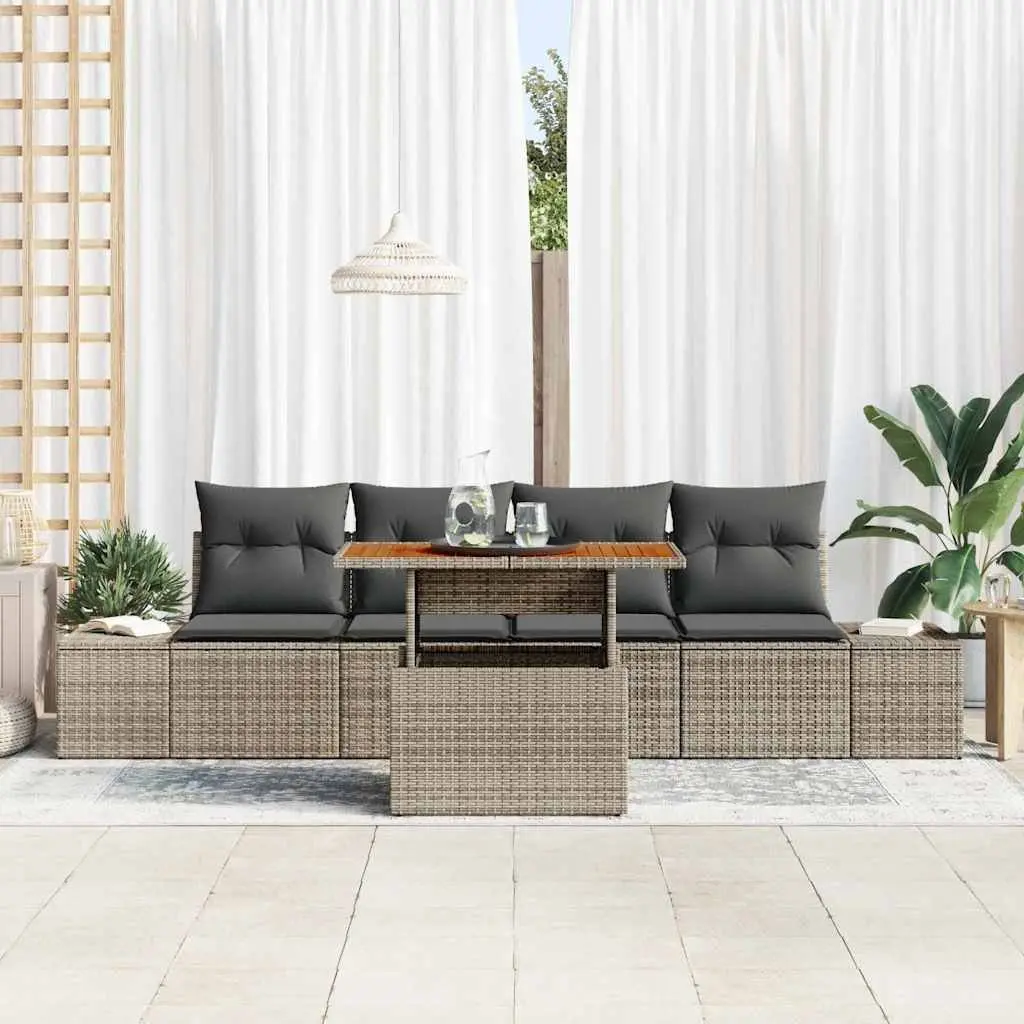 Garden Sofa Set with Storage Grey 5 Pieces Outdoor Lounge Furniture