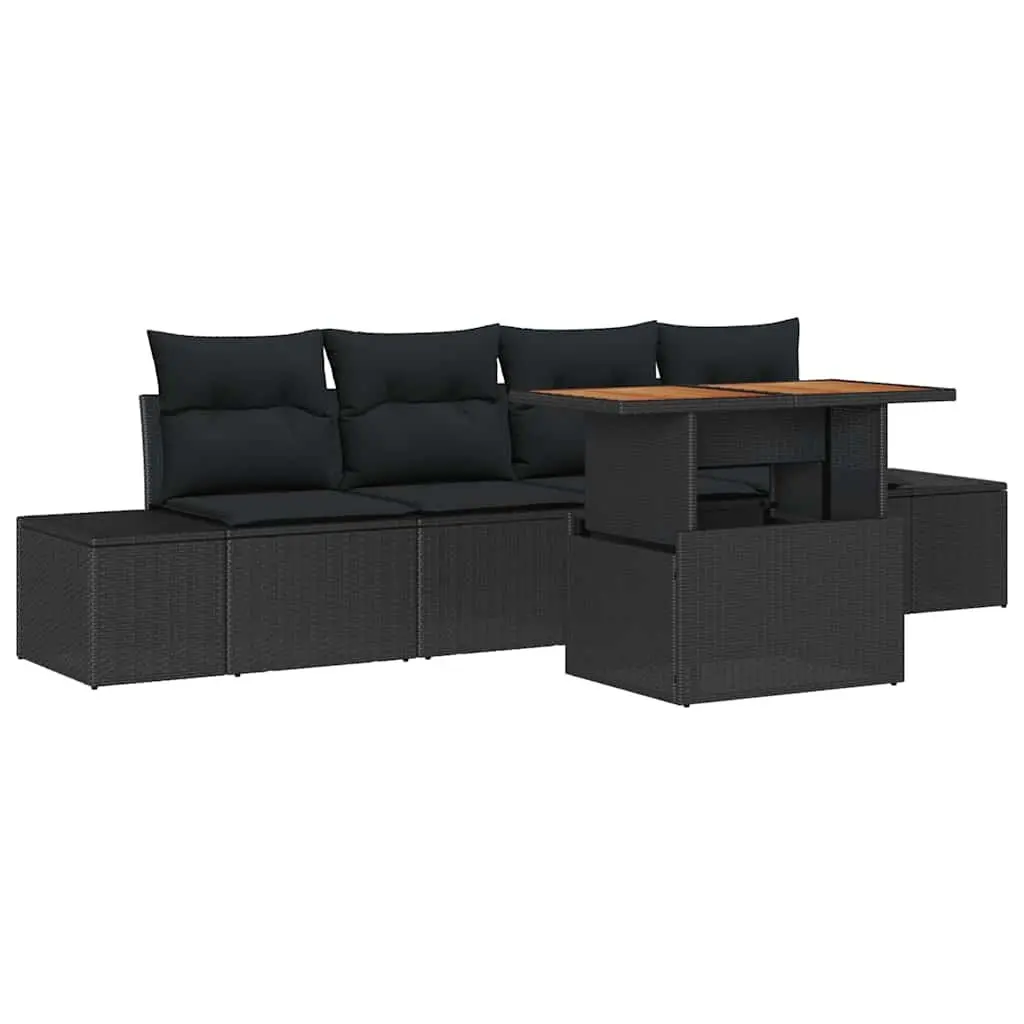 Garden Sofa Set 5 Piece Outdoor Furniture Patio Lounge with Storage Black
