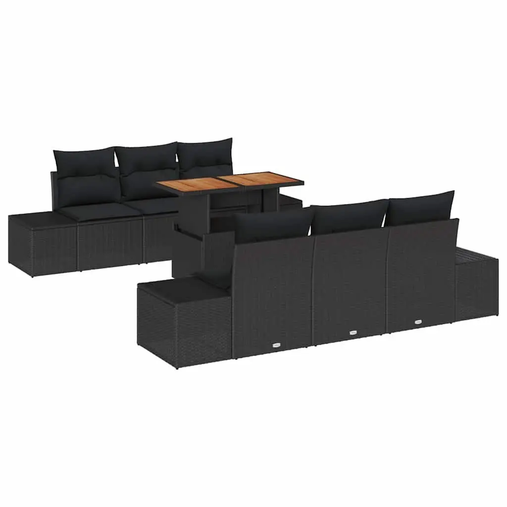 Garden Sofa Set 7 Pieces with Storage Black Outdoor Furniture Modular Seating
