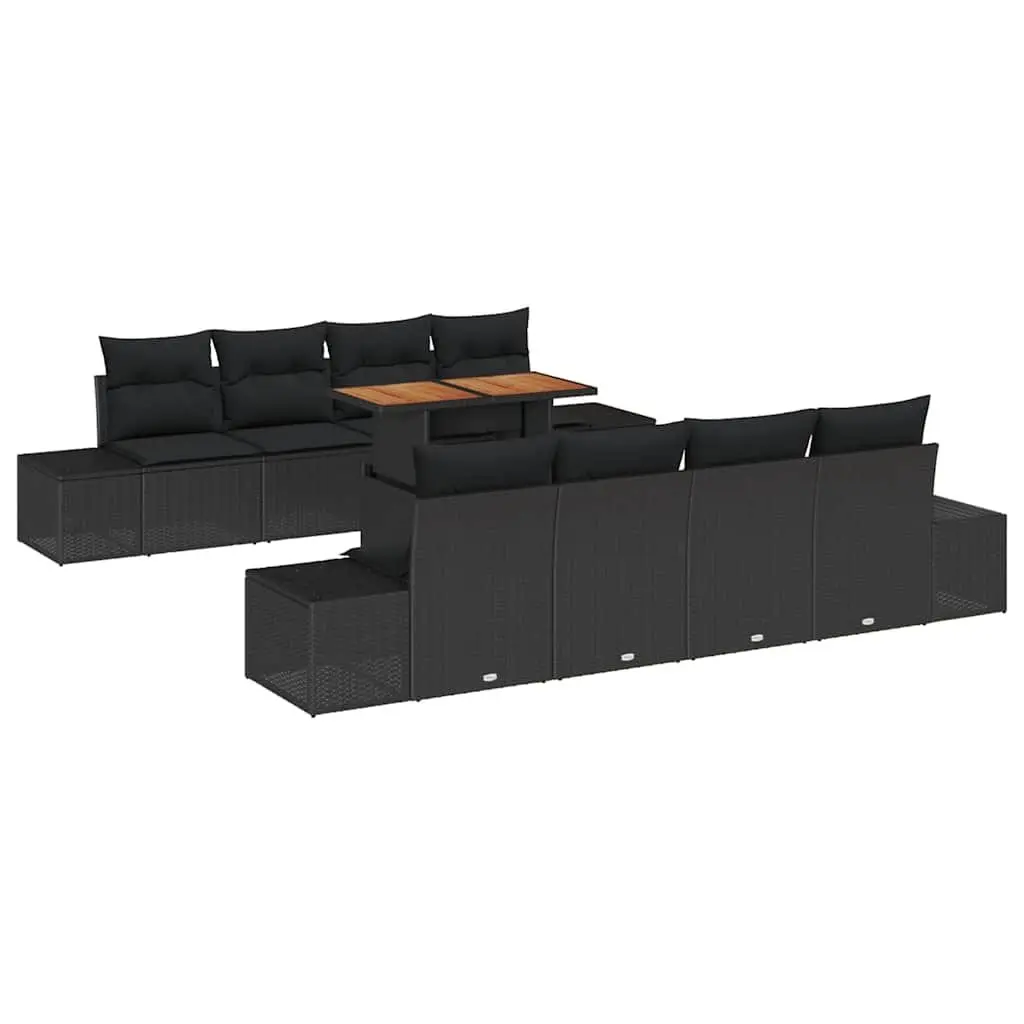 Outdoor Garden Sofa Set 9 Piece Modular Lounge Poly Rattan Black with Storage