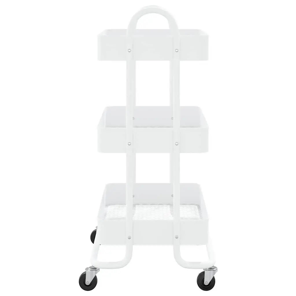 3-Tier Storage Trolley White Steel Mobile Cart 43 x 34 x 79 cm