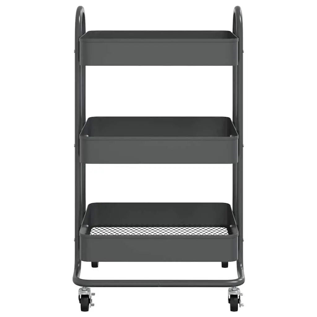 3-Tier Storage Trolley Anthracite Steel Mobile Cart 43 x 34 x 79 cm