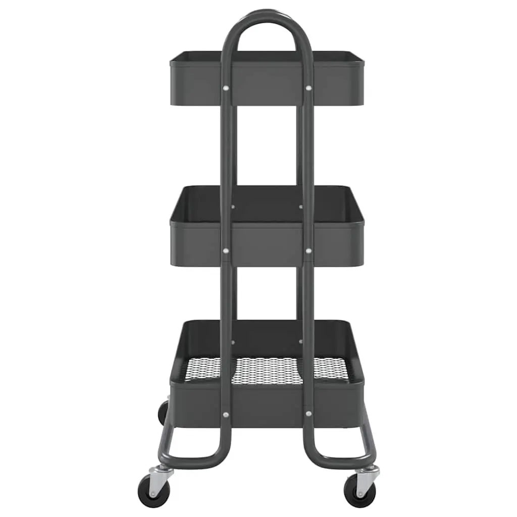 3-Tier Storage Trolley Anthracite Steel Mobile Cart 43 x 34 x 79 cm