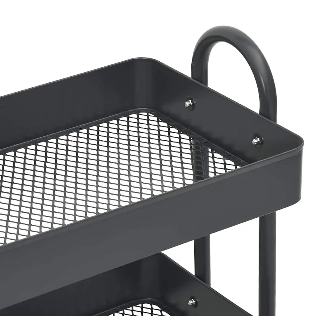 3-Tier Storage Trolley Anthracite Steel Mobile Cart 43 x 34 x 79 cm
