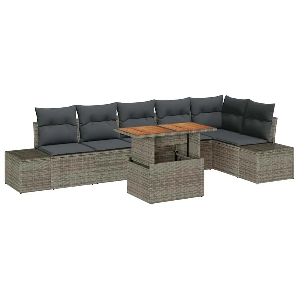 Garden Sofa Set Modular Outdoor Furniture Grey 7 Pieces with Storage