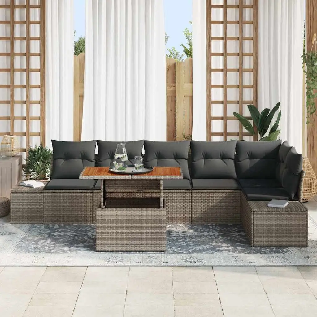 Garden Sofa Set Modular Outdoor Furniture Grey 7 Pieces with Storage