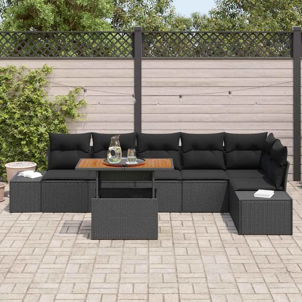 Garden Sofa Set with Storage 7 Pieces Black Outdoor Furniture Modular Patio