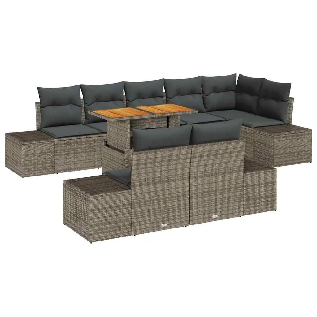 Outdoor Garden Sofa Set Modular Grey 9 Piece Patio Furniture