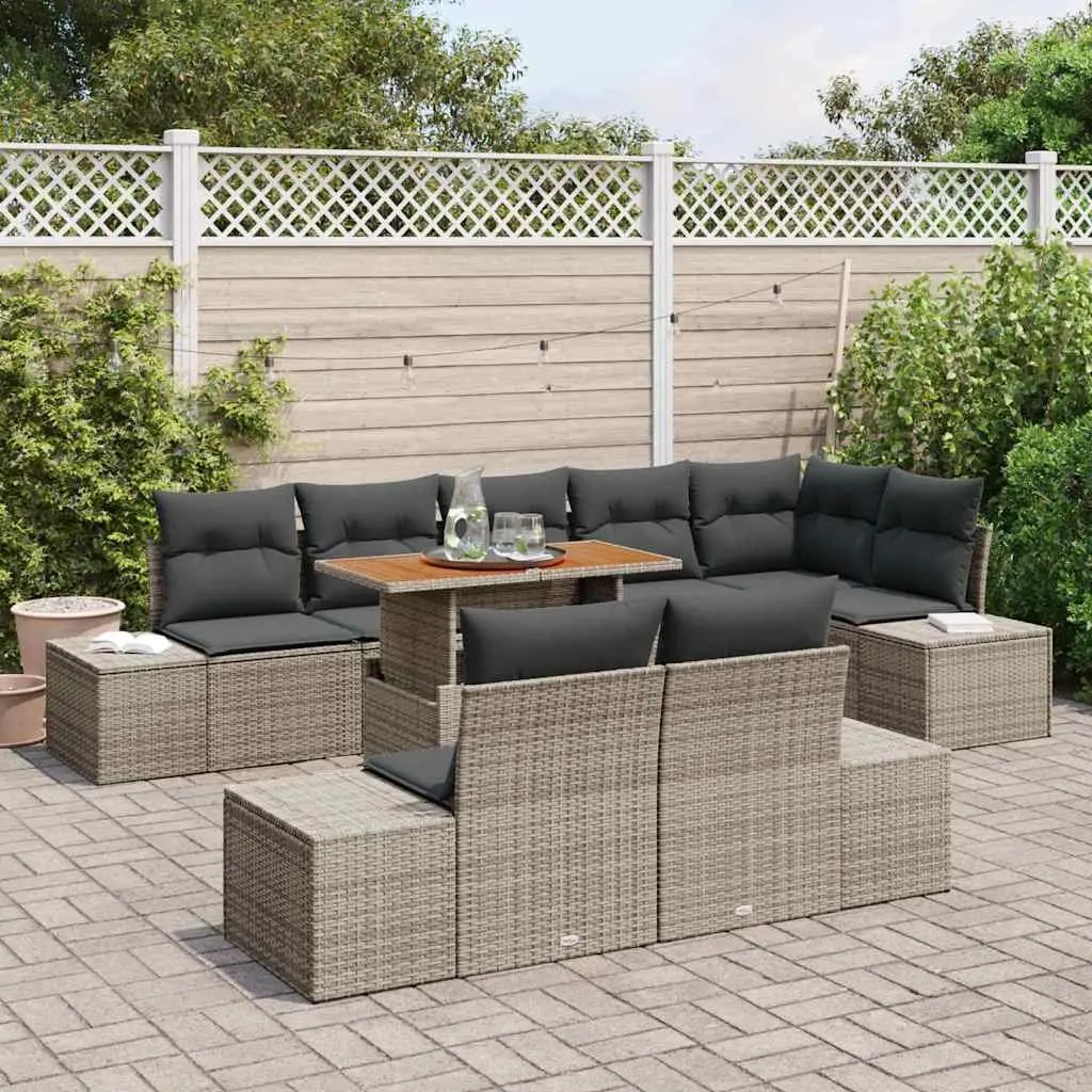Outdoor Garden Sofa Set Modular Grey 9 Piece Patio Furniture
