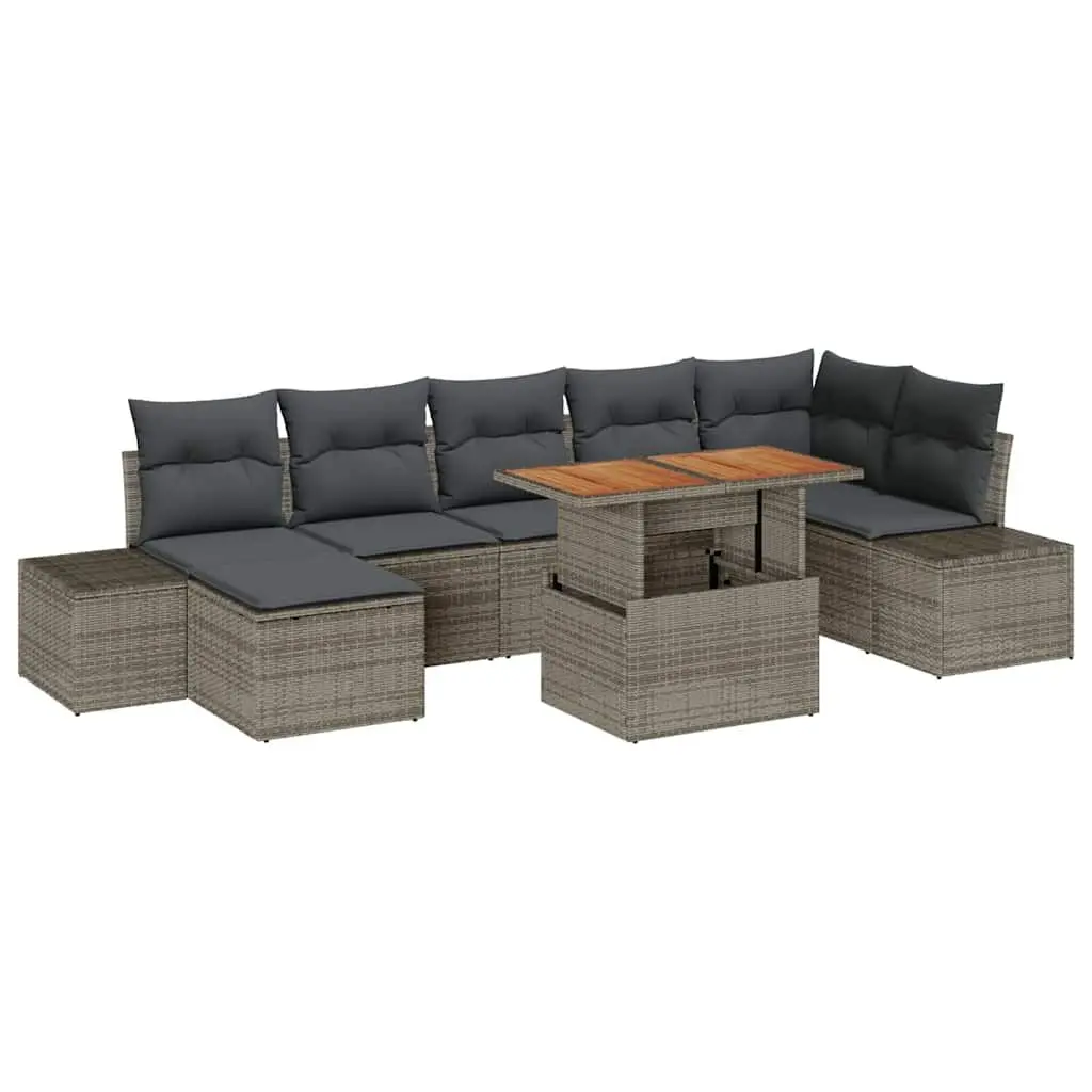 Garden Sofa Set 8 Piece Outdoor Furniture Patio Sectional with Storage Grey
