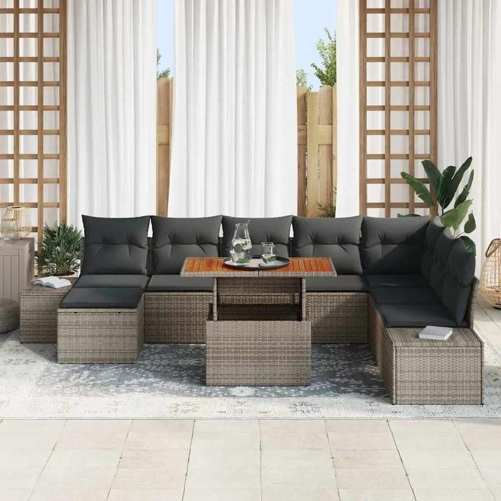 Grey Garden Sofa Set 9 pcs with Storage