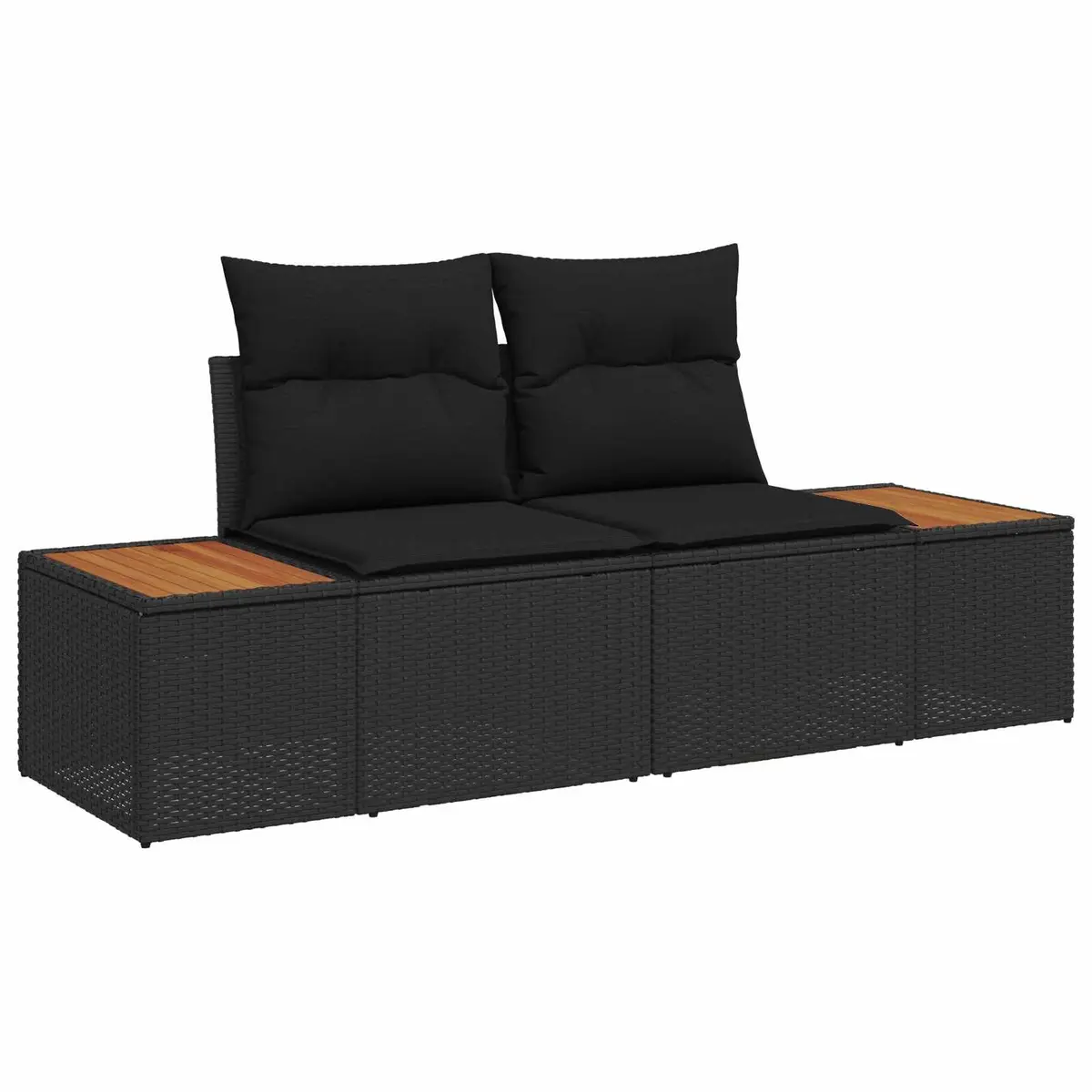 Garden Sofa Set 7 Pieces Black Poly Rattan Outdoor Furniture with Storage