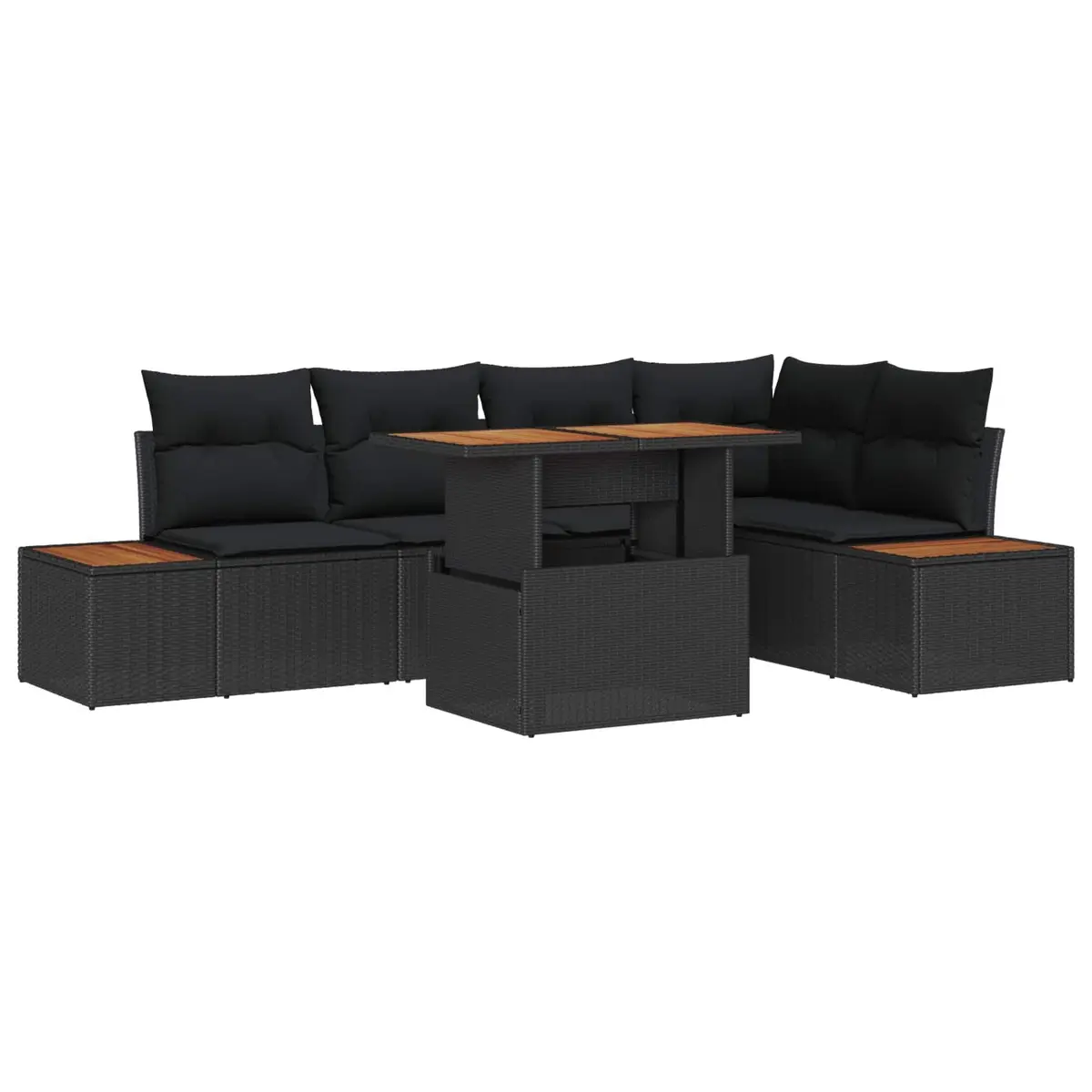Garden Sofa Set 6 pcs Black Poly Rattan Modular Outdoor Lounge Sectional Set
