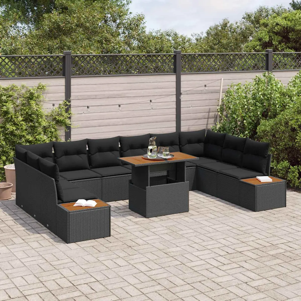 Garden Sofa Set 11 Piece Outdoor Furniture Rattan Modular Seating Storage