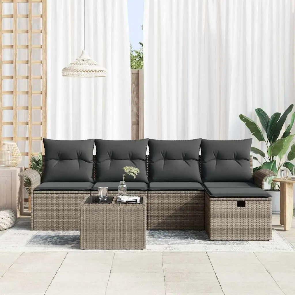 6-Piece Grey Sofa Set for Outdoor Enjoyment