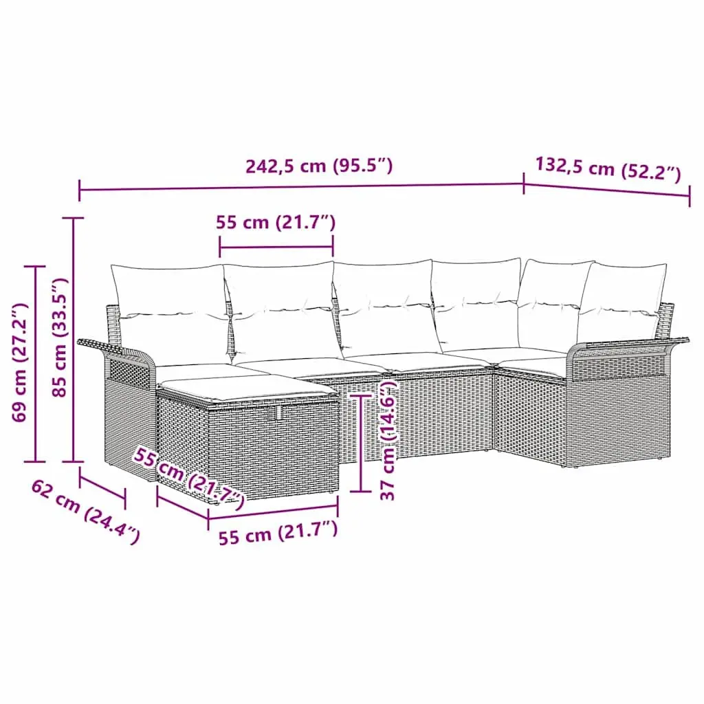 6-Piece Sofa Set for Outdoor Comfort