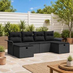 Friendly 6-Piece Modular Garden Sofa Set in Black
