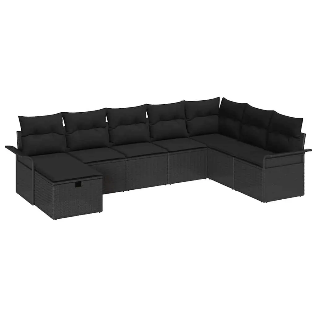 Outdoor Garden Sofa Set Modular Black Poly Rattan 8 Piece