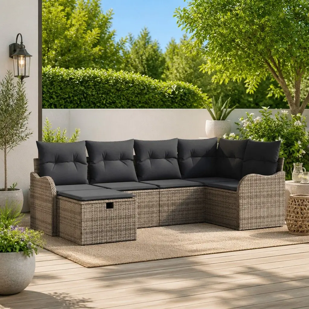 6 Piece Grey Sofa Set
