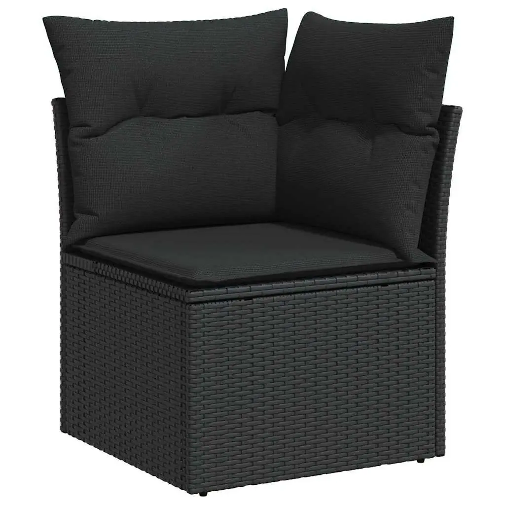 Outdoor Sofa Set Modular Black Poly Rattan 8 Piece with Storage