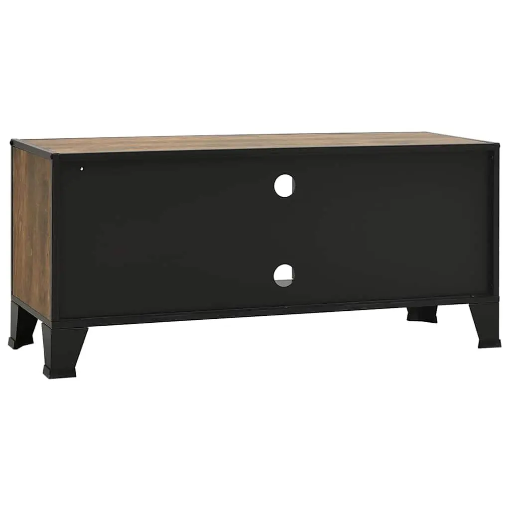 TV Cabinet Rustic Brown Storage Unit with Mesh Doors and Shelf for Living Room