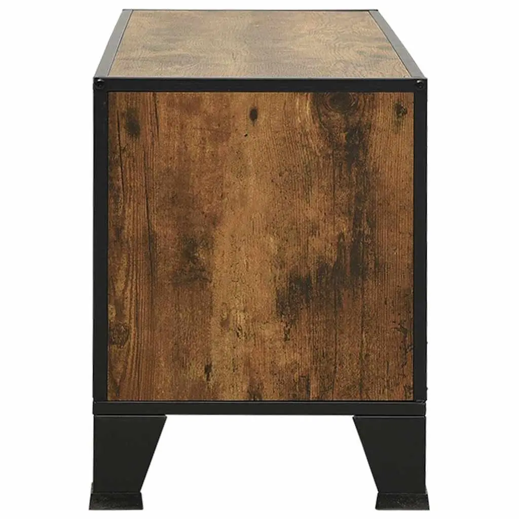 TV Cabinet Rustic Brown Storage Unit with Mesh Doors and Shelf for Living Room