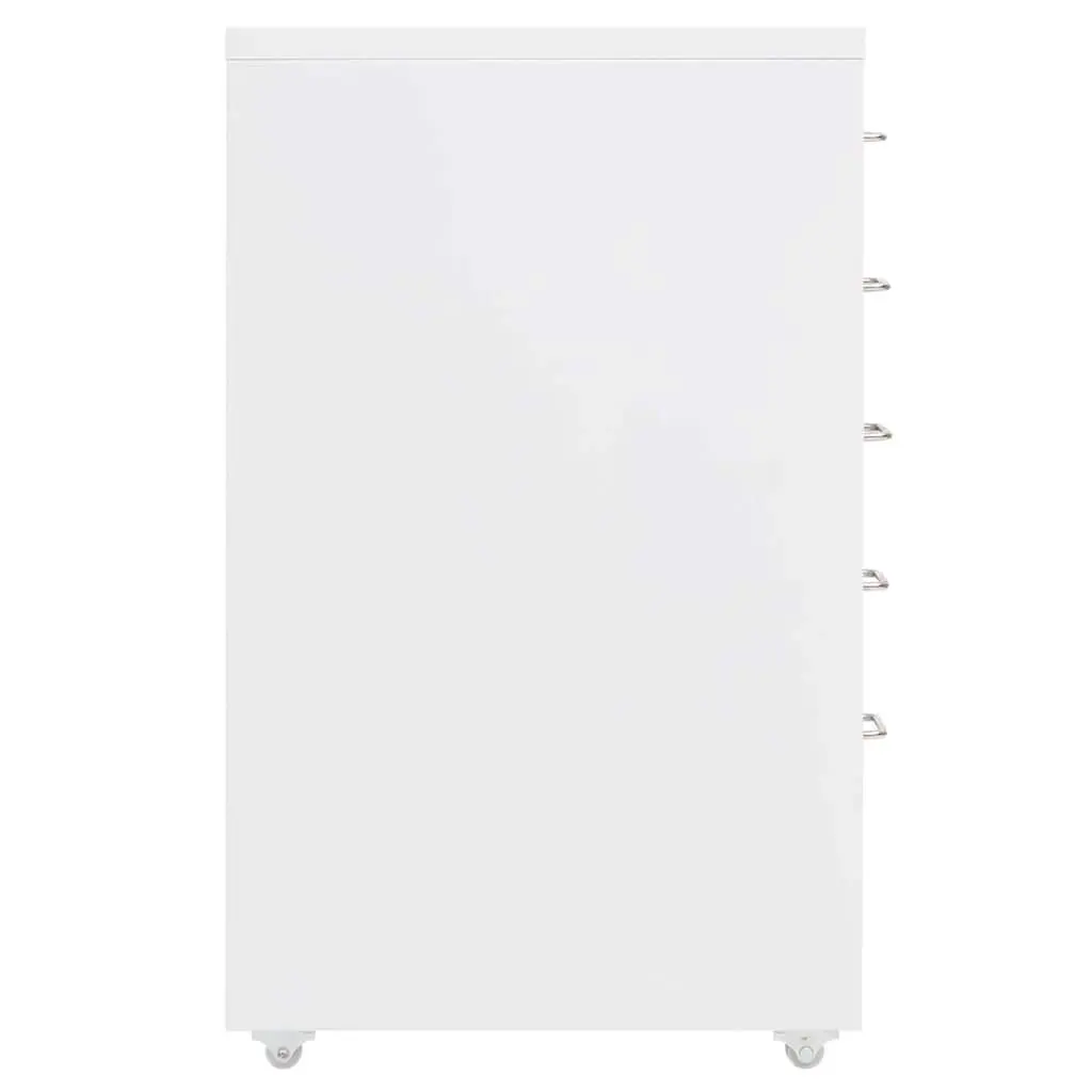 Metal Filing Cabinet Mobile Organizer 5 Drawer White 28W x 41D x 69H cm