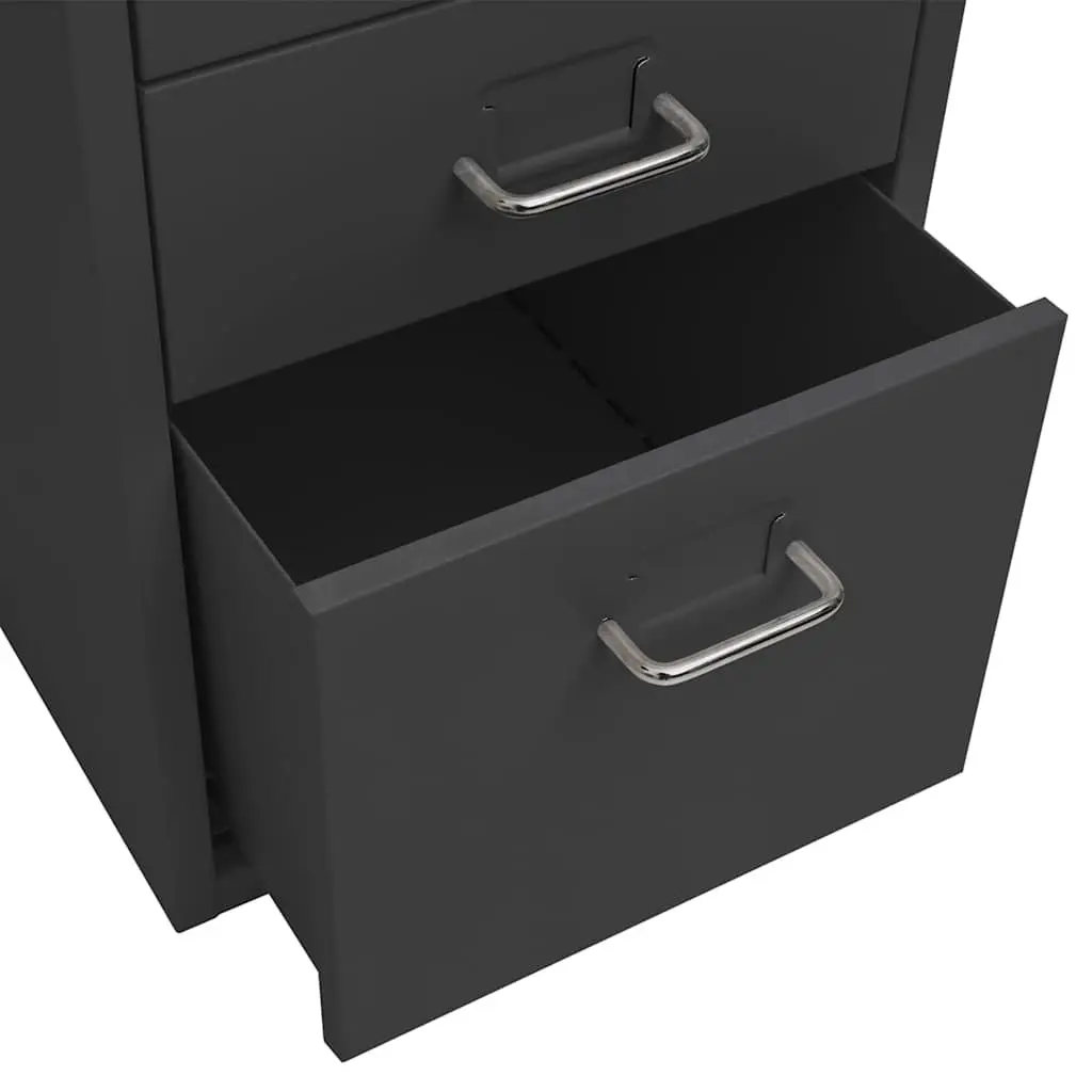 Mobile File Cabinet 5 Drawer Metal Office Storage Filing Chest Wheels Anthracite
