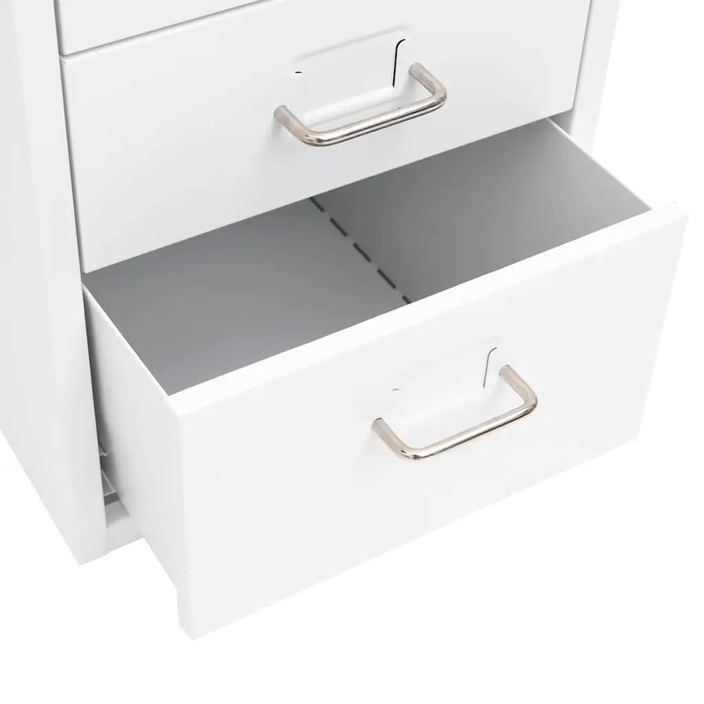 Mobile Filing Cabinet 6 Drawer White Metal Organizer with Wheels