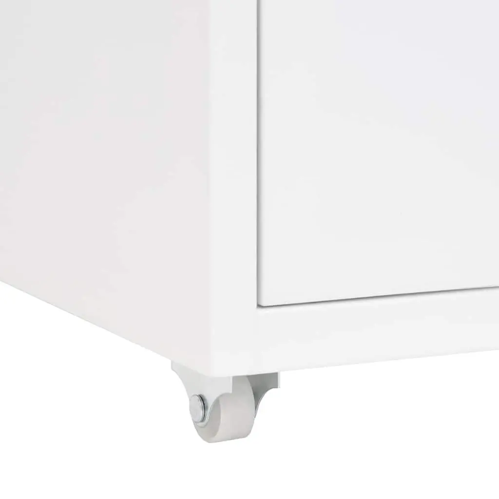 Mobile Filing Cabinet 6 Drawer White Metal Organizer with Wheels