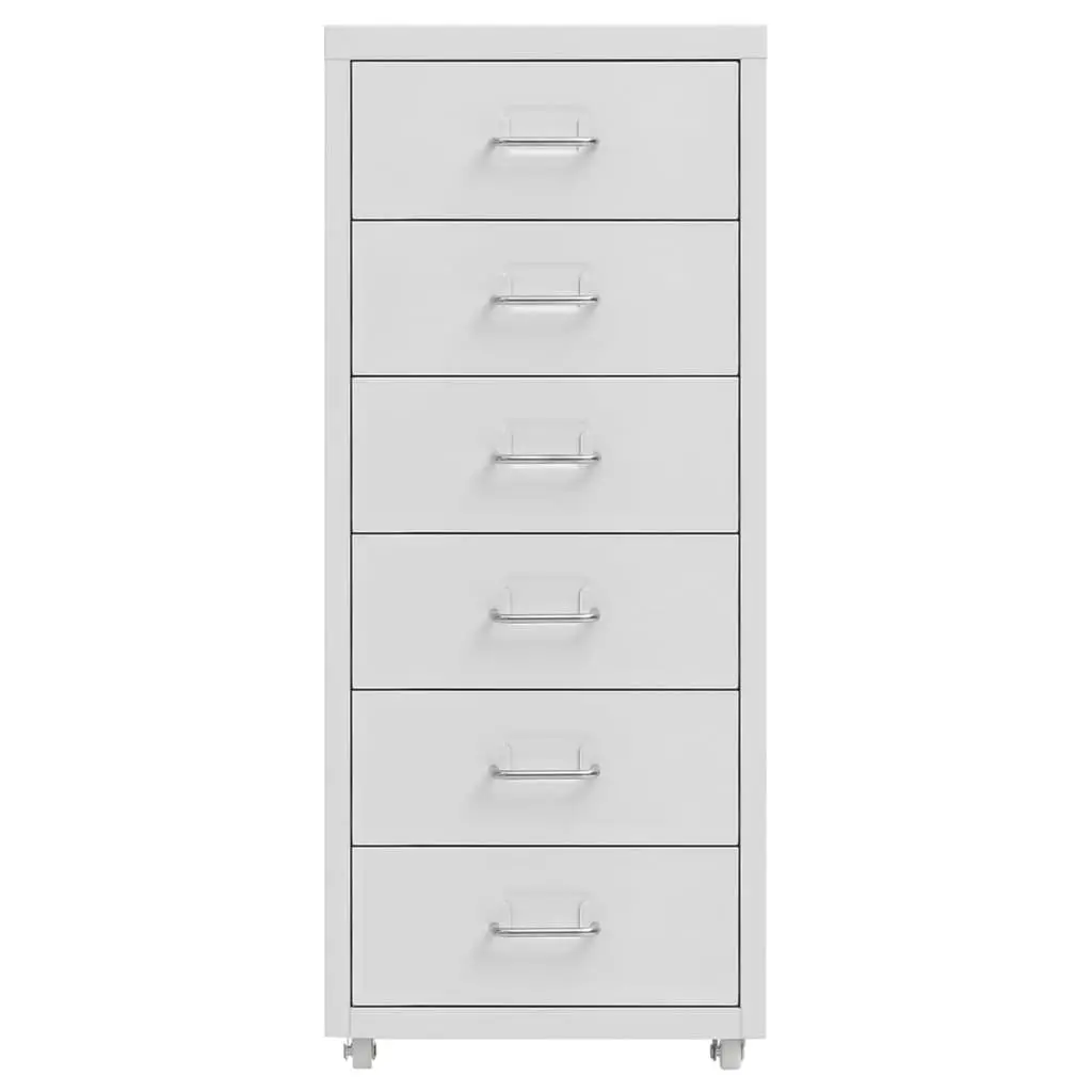 Mobile File Cabinet Grey Metal 6 Drawers Office Storage Organizer