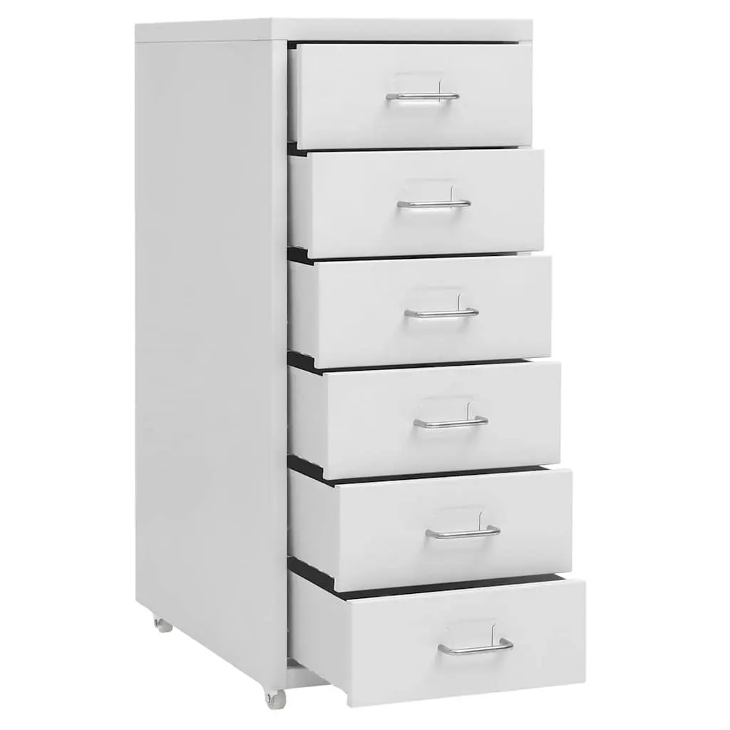Mobile File Cabinet Grey Metal 6 Drawers Office Storage Organizer