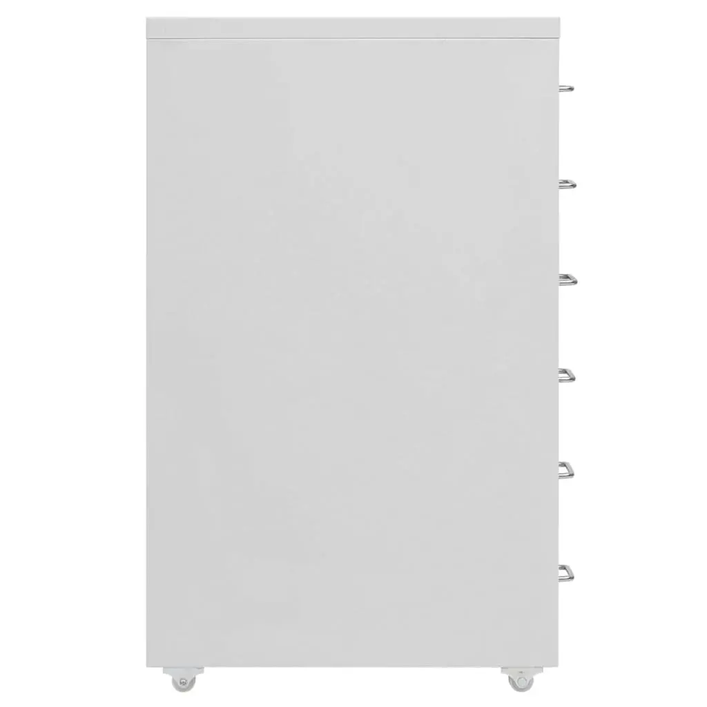 Mobile File Cabinet Grey Metal 6 Drawers Office Storage Organizer