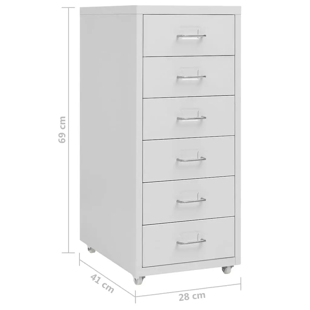 Mobile File Cabinet Grey Metal 6 Drawers Office Storage Organizer