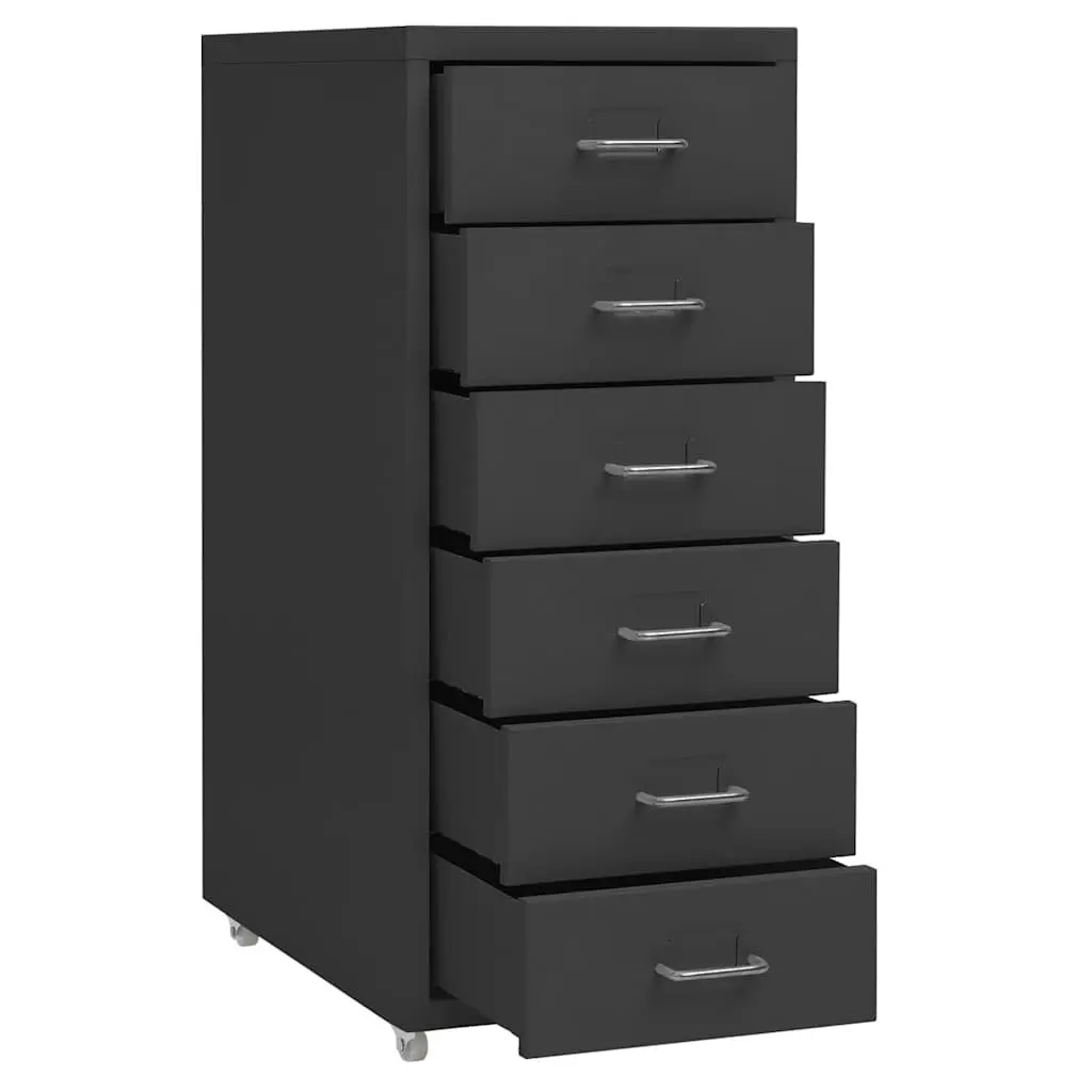 Mobile Filing Cabinet Metal 6 Drawer Anthracite
