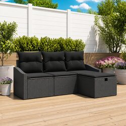 Friendly 4-Piece Modular Garden Sofa Set – Black