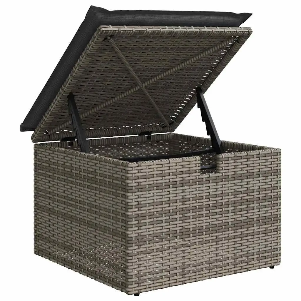 Outdoor Sofa Set with Storage Grey Poly Rattan Garden Furniture Modular Seating